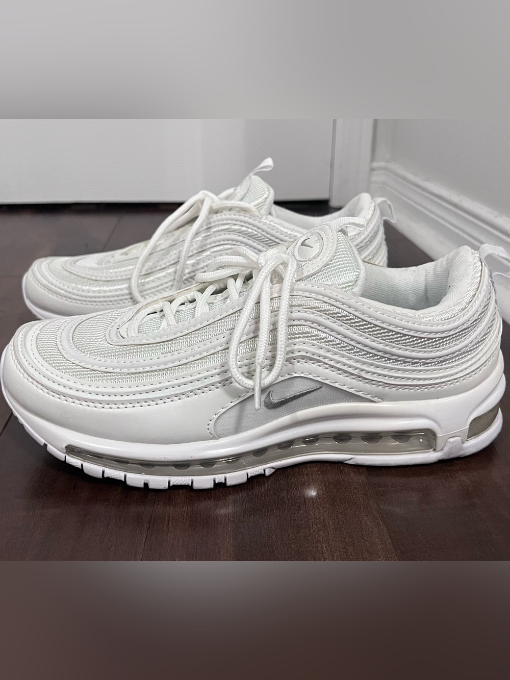 Nike White/Silver Air Max 97 Sneakers - 8W / 6.5M